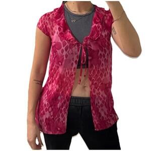 Women’s victorias secret‎ blouse cardigan short sleeve Pink Front Tie Size Small